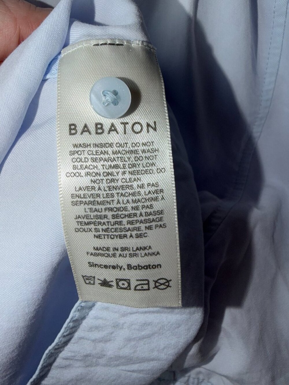 Aritzia Babaton Dottie Shirt XS Light Blue Tencel Lyocell Button Front Blouse - Picture 8 of 8